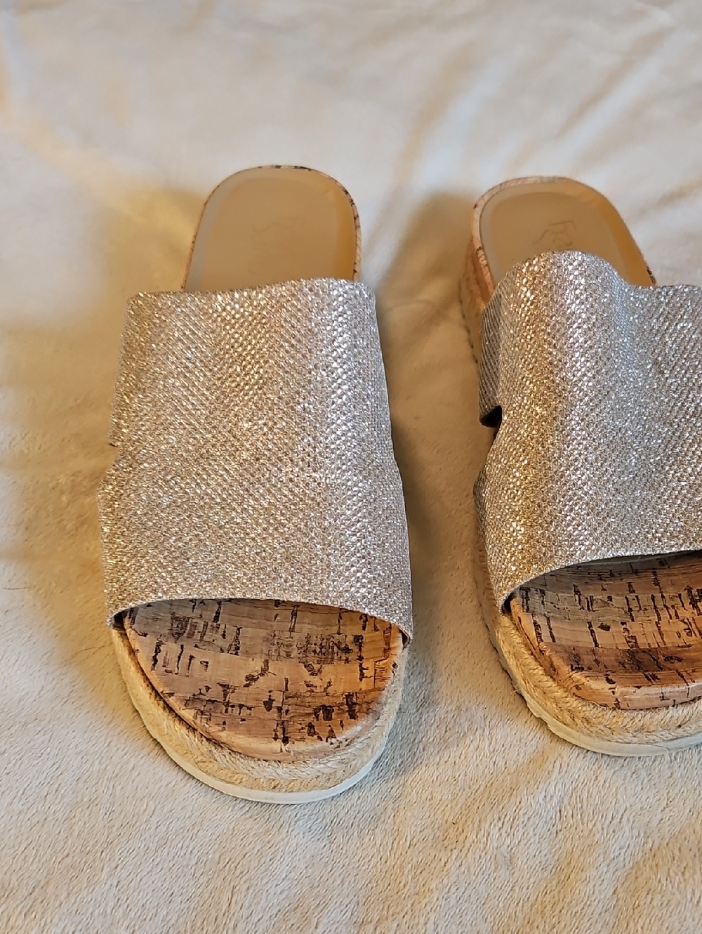 Franco Sarto Sparkle Slide Sandals in Silver-Gold- Women
